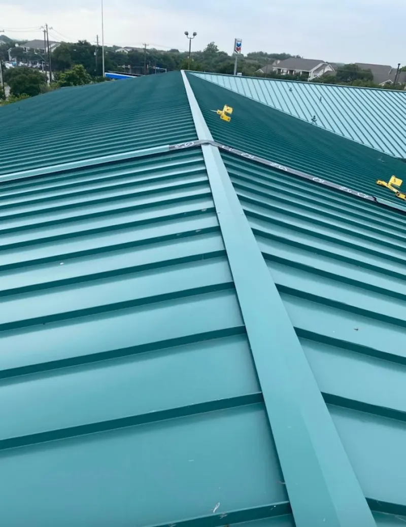 Green commercial metal roof ridge and valley for Metal Roof Repair in Sharonville