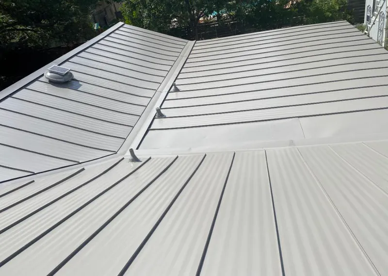 Solar attic fan installed on a metal roof for Roof Ventilation in Sharonville